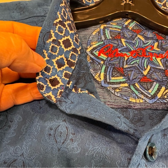 Robert Graham Blue/Black Geo-Design Cotton L/S w/Flip Cuffs Shirt 2XL - Picture 8 of 10